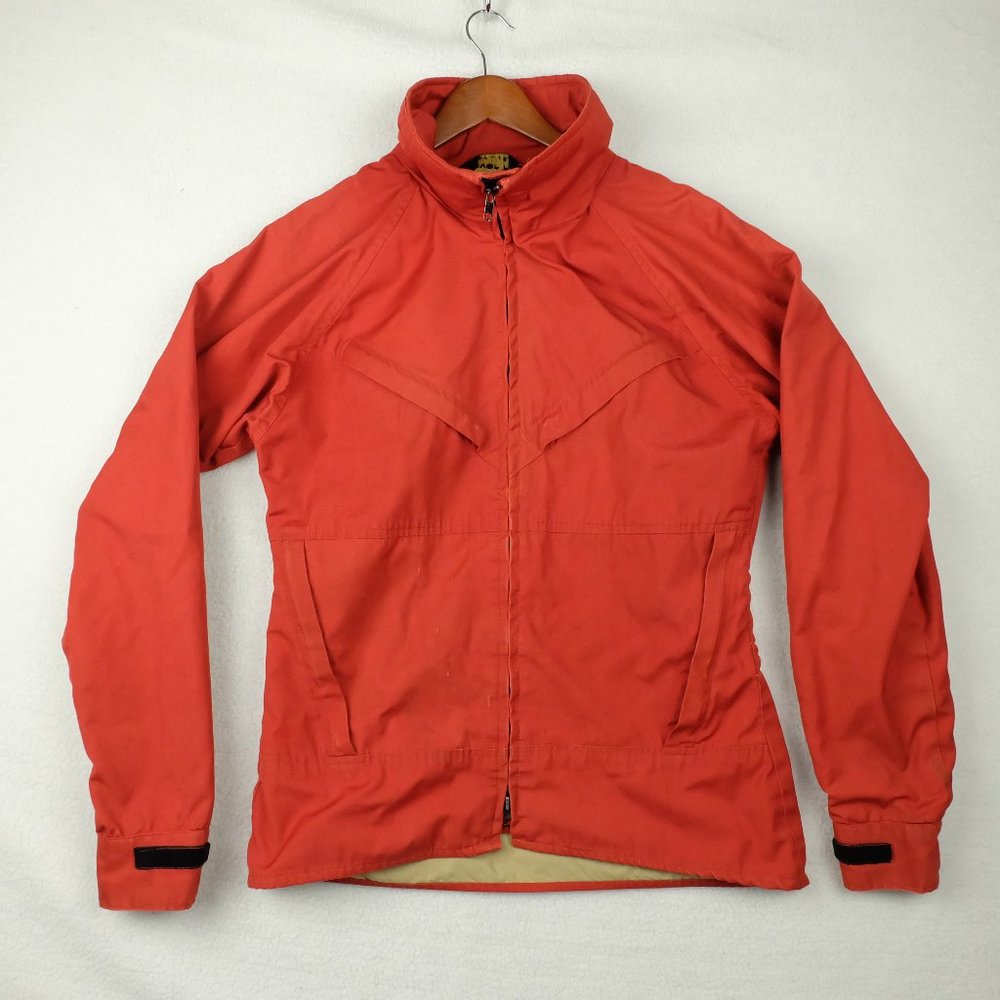 Vntage Womens Jacket  Medium Red Full Zip Lightweight Lined Outdoor Pockets 70s